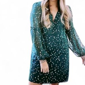 Lilly Pulitzer Cleme Silk Dress Spruce Green Gold Metallic Size 6